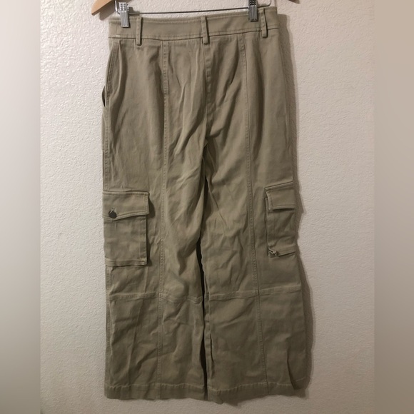 TWP Coop Wide Leg Pant with Cargo Pockets in Cotton Twill Khaki Tan - Size 6 - Picture 6 of 9
